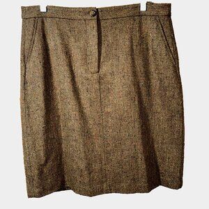 Orvis Wool Tweed Pencil Skirt 12 Brown Heather Classiccore Academia Lined
